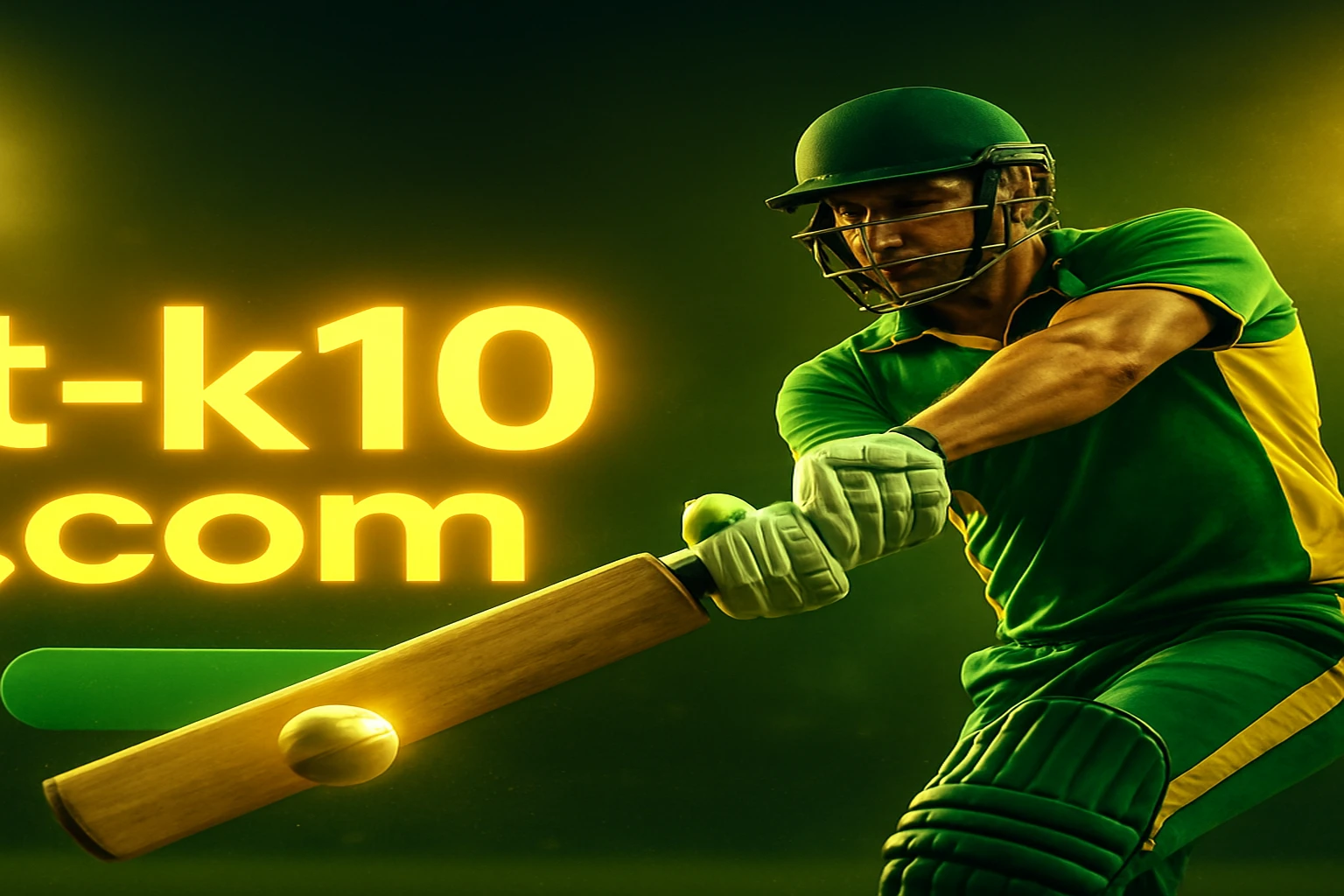 tk10-র বাংলাদেশি ক্রিকেট গেমিং প্রচারণা ব্যানার, ব্যাট ও বলসহ খেলোয়াড় ও প্লে বোতাম